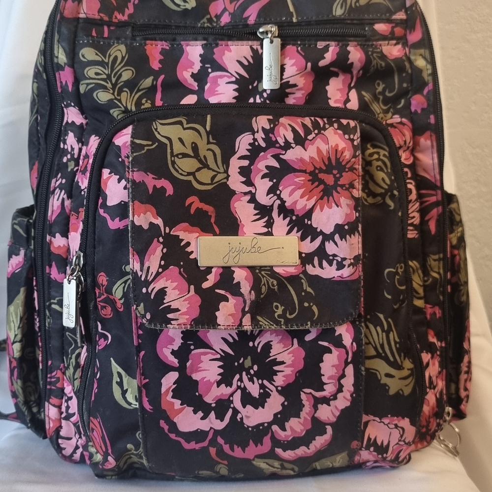 Ju-Ju-Be Black and Pink Floral Backpack